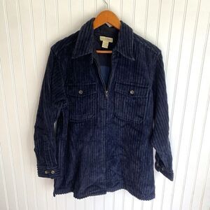 Vintage 90s Y2K Navy Blue Limited Chinos Zipup Thick Corduroy Jacket Large